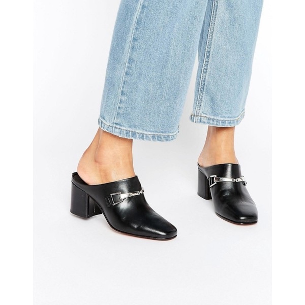 ASOS Oxygen Black Buckle Mules